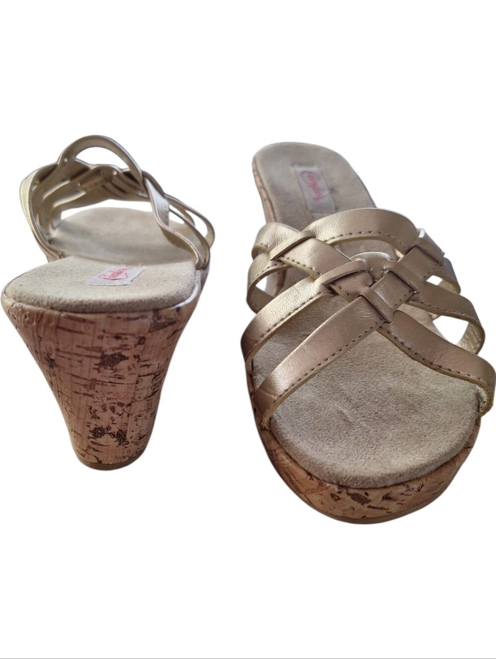 Candie's Women's Metallic Gold Slide Sandals Size 5